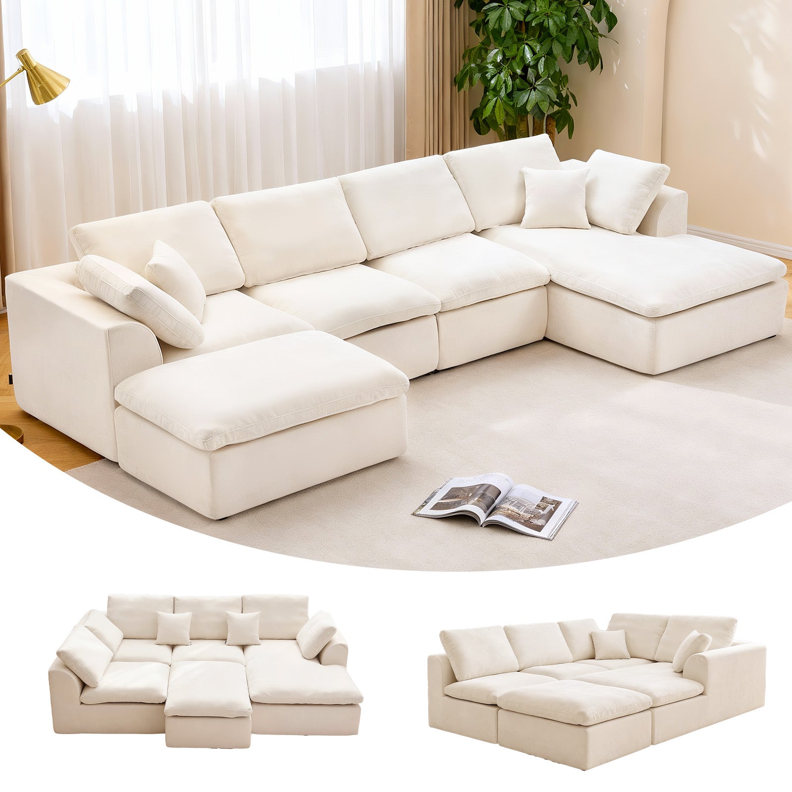 137.8" Large Sectional Couches for Living Room