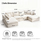 137.8" U Shaped Sectional Couch with Movable Ottoman