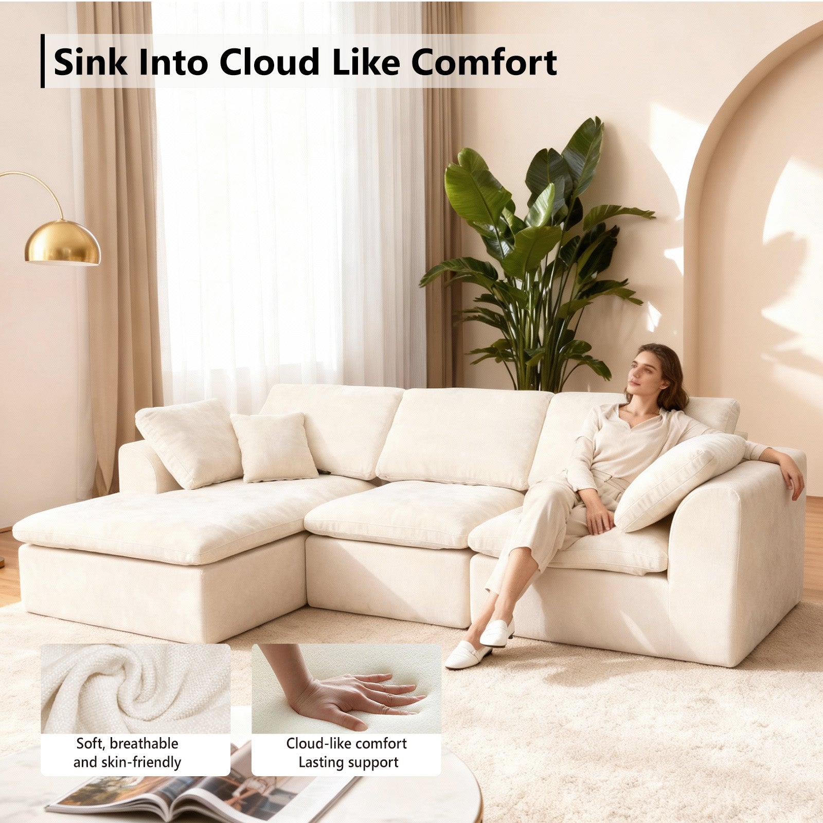 110.24" L Shaped Sectional Couch