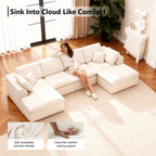 137.8" U Shaped Sectional Couch with Movable Ottoman