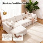 110.24" Convertible L Shaped Boneless Couch with Ottoman