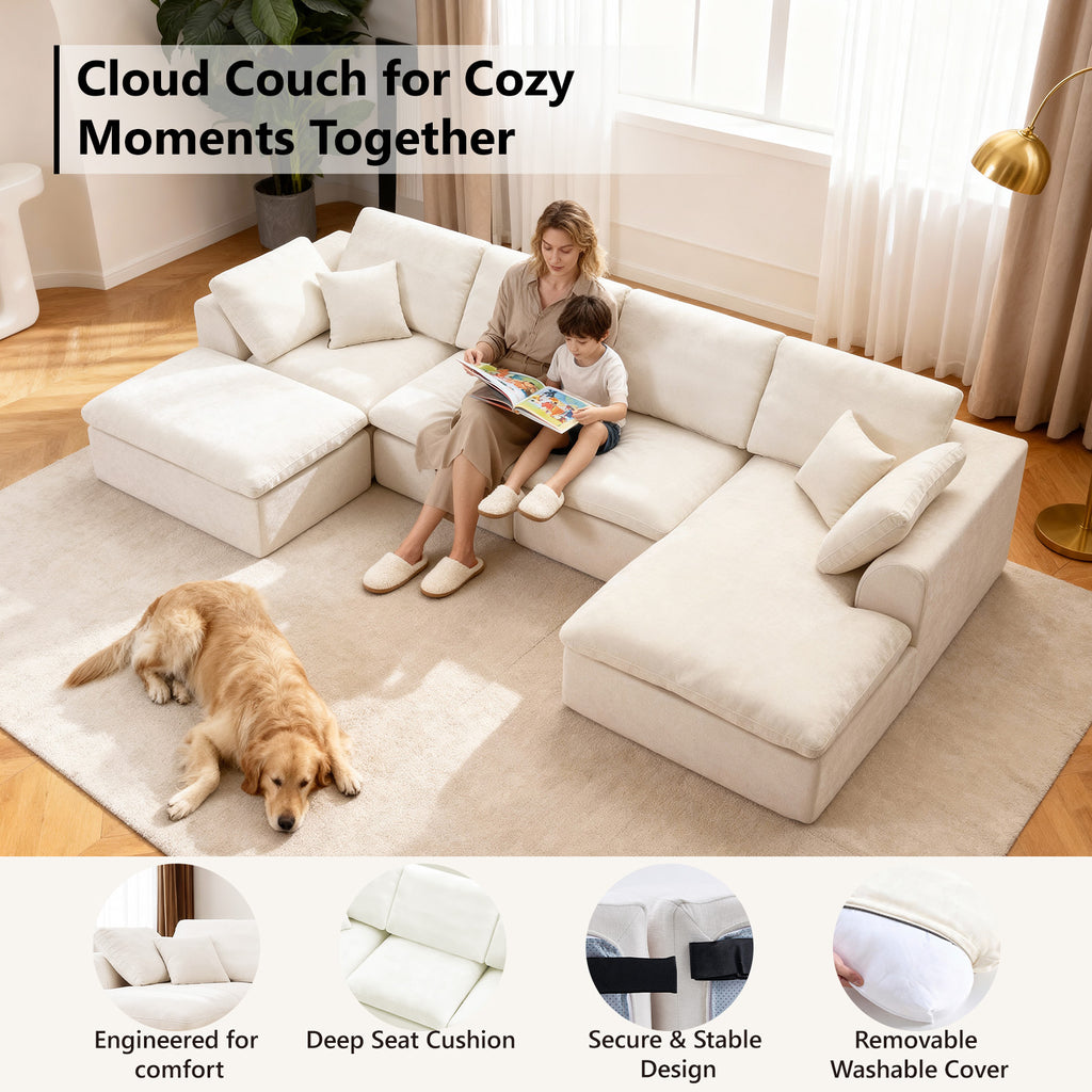 137.8" Large Sectional Couches for Living Room