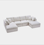 137.8" U Shaped Sectional Couch with Movable Ottoman