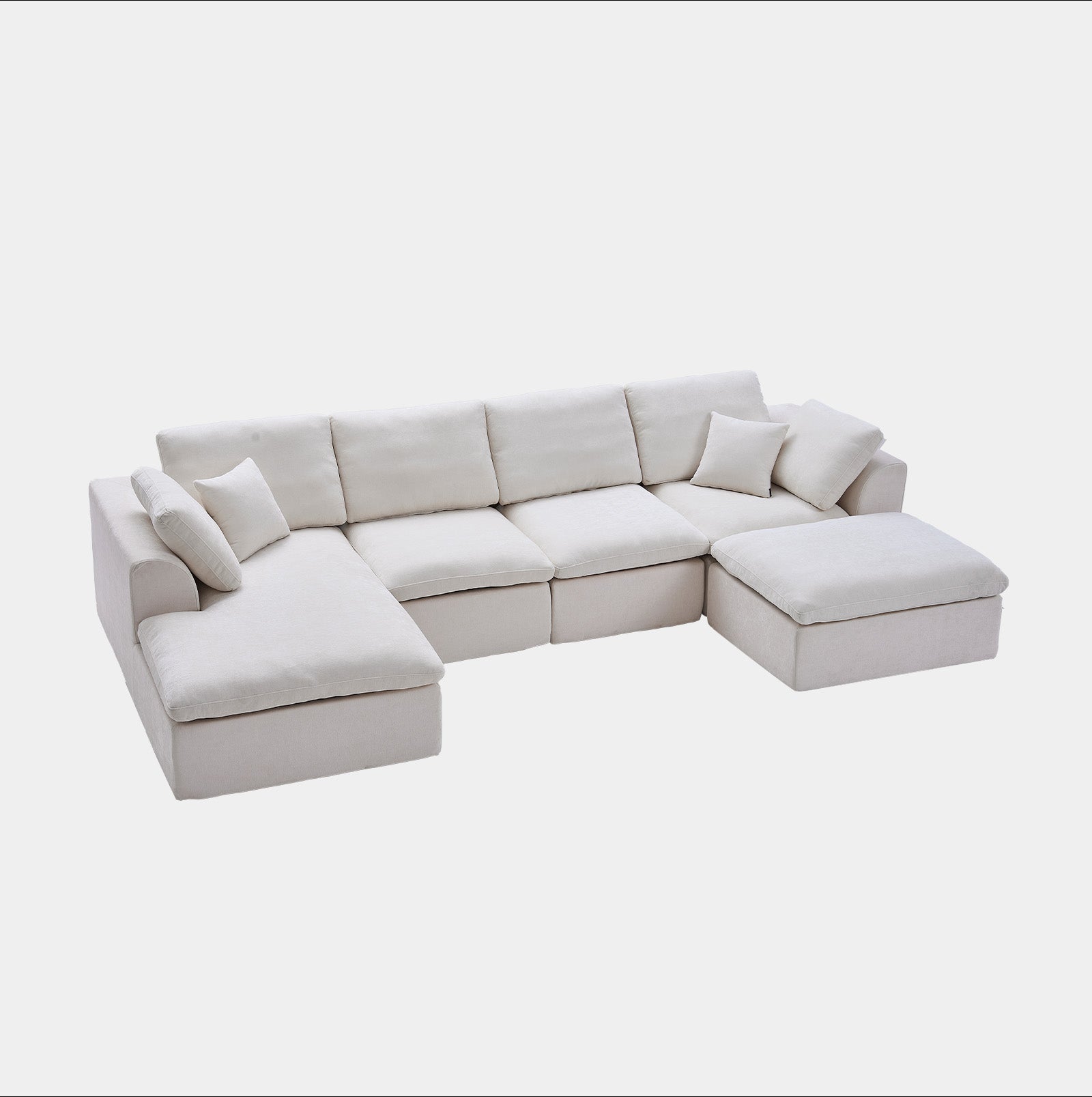 137.8" U Shaped Sectional Couch with Movable Ottoman