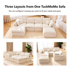 137.8" U Shaped Sectional Couch with Movable Ottoman