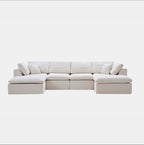 137.8" U Shaped Sectional Couch with Movable Ottoman