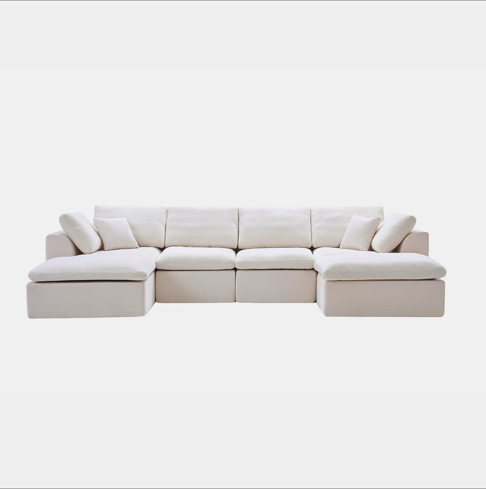 137.8" U Shaped Sectional Couch with Movable Ottoman