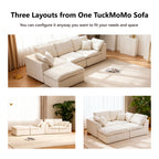110.24" Convertible L Shaped Boneless Couch with Ottoman