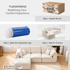 110.24" Convertible L Shaped Boneless Couch with Ottoman