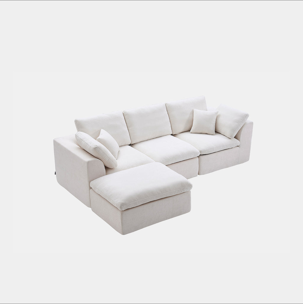 110.24" Convertible L Shaped Boneless Couch with Ottoman