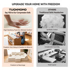 137.8" U Shaped Sectional Couch with Movable Ottoman