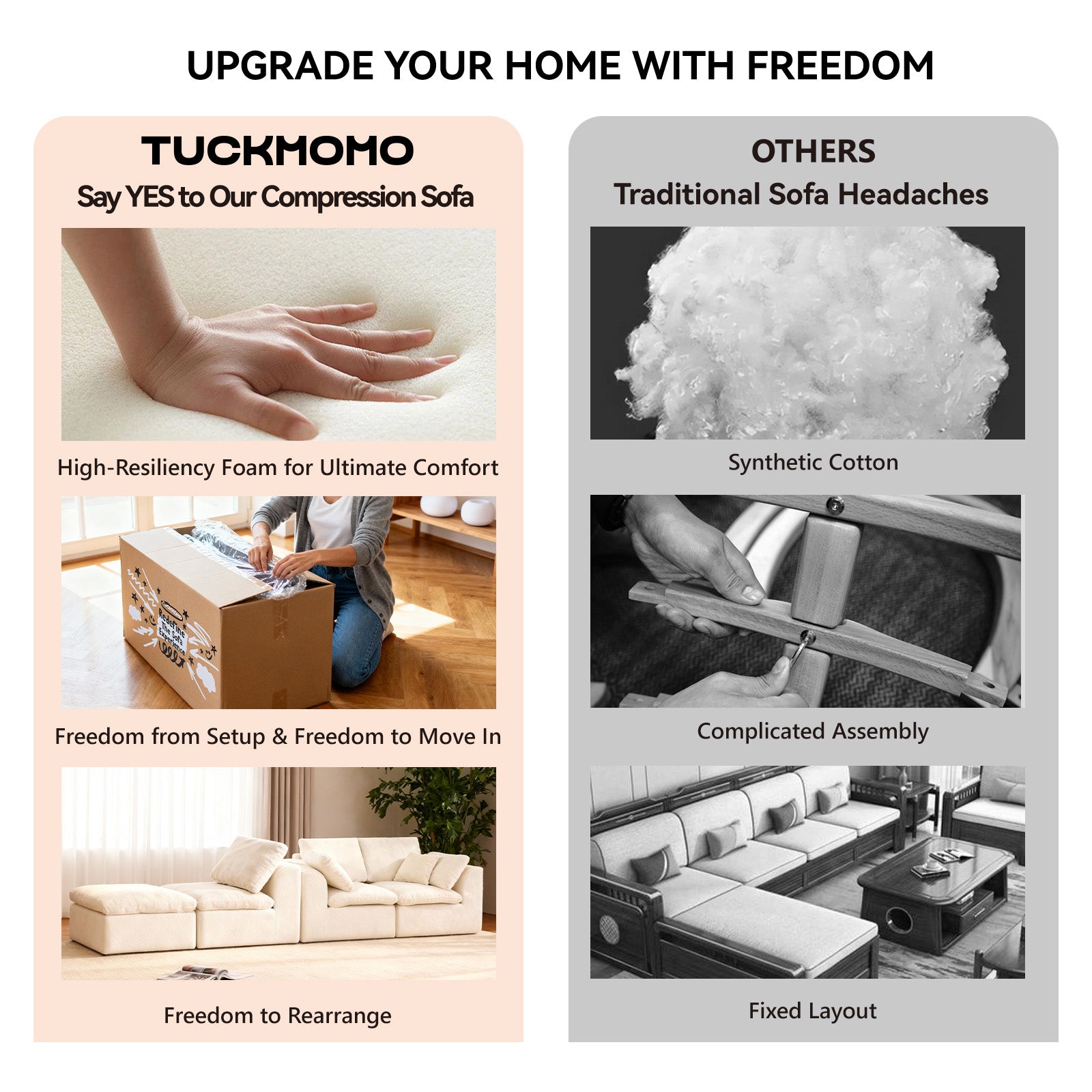 110.24" Convertible L Shaped Boneless Couch with Ottoman